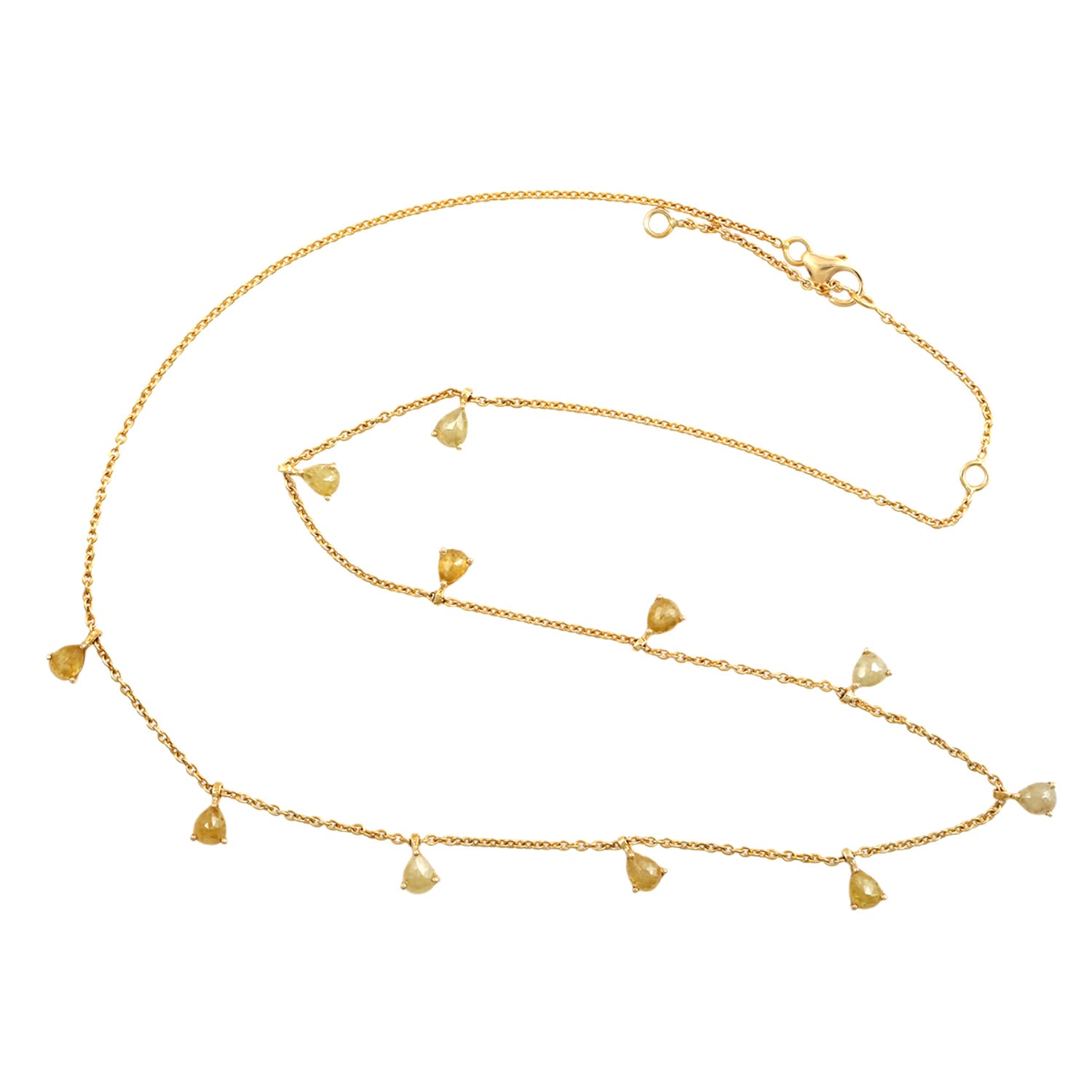 Natural Ice Diamond Station Necklace – Minimalist Gold Jewelry