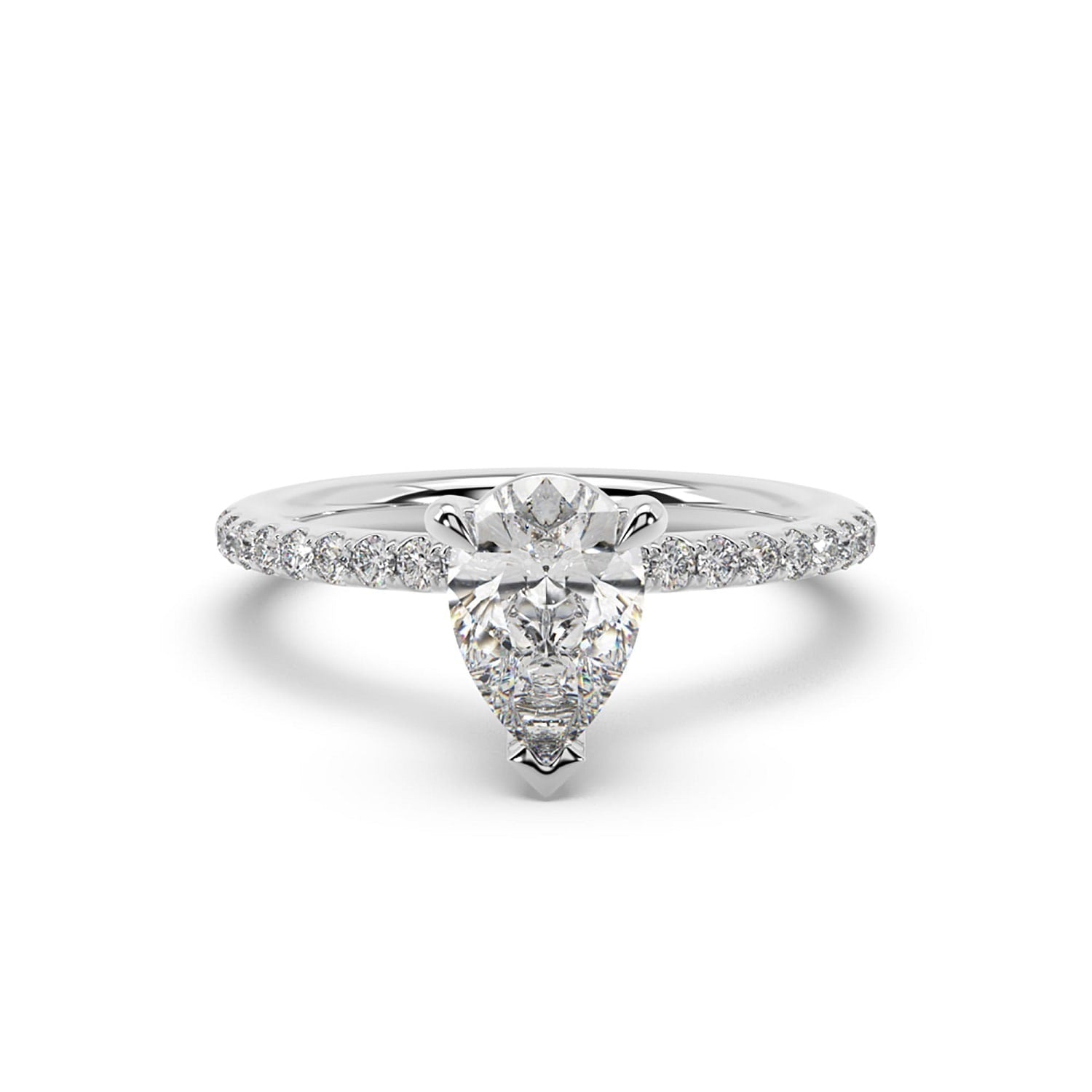 Pear Cut Lab Grown Diamond Cocktail Ring In 14K White Gold