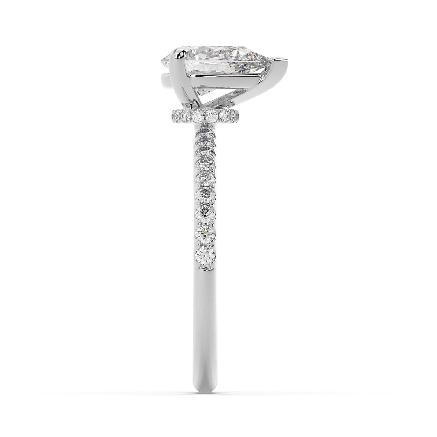 Pear Cut Lab Grown Diamond Cocktail Ring In 14K White Gold