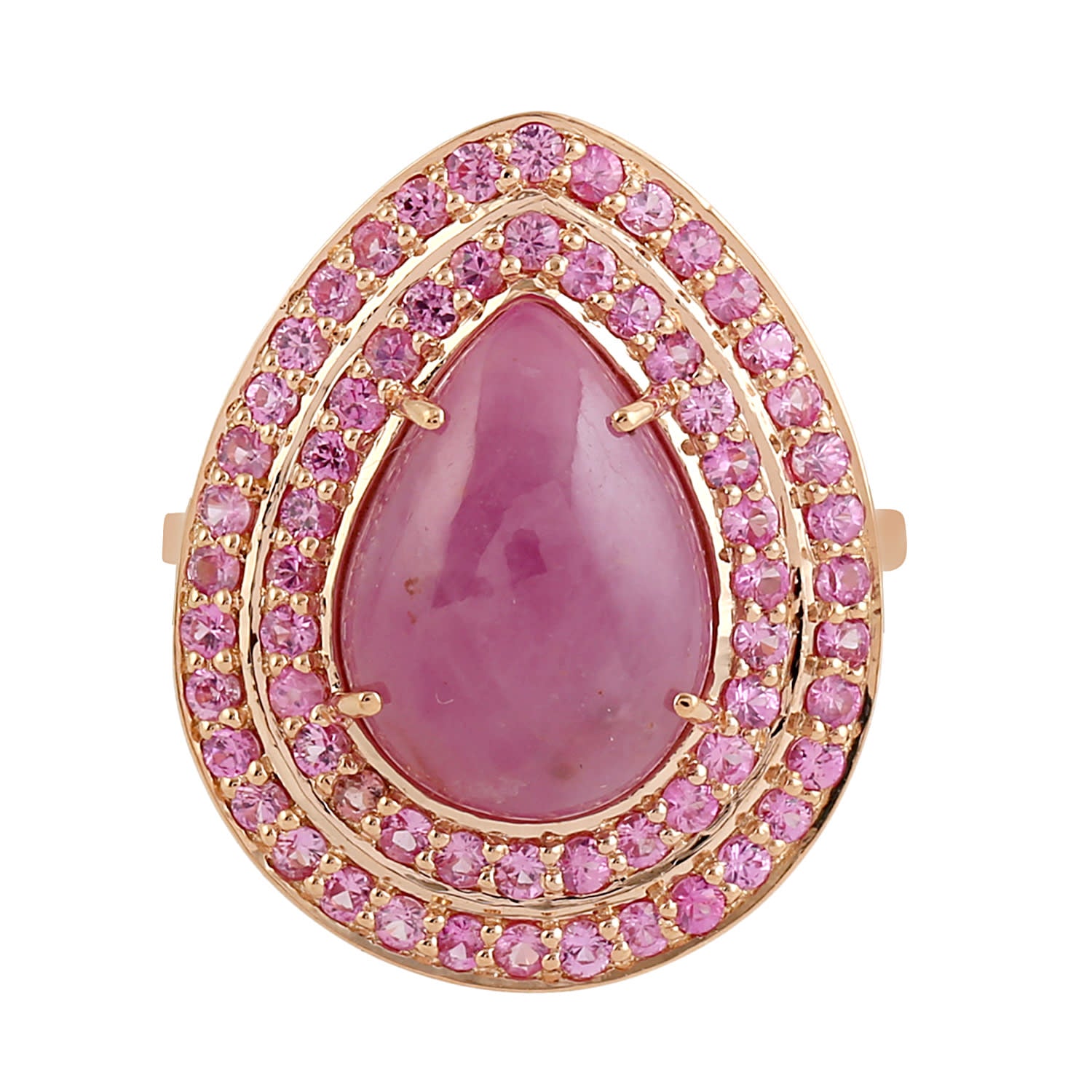 Pear Cut Pink Sapphire Gemstone Cocktail Ring In Rose Gold