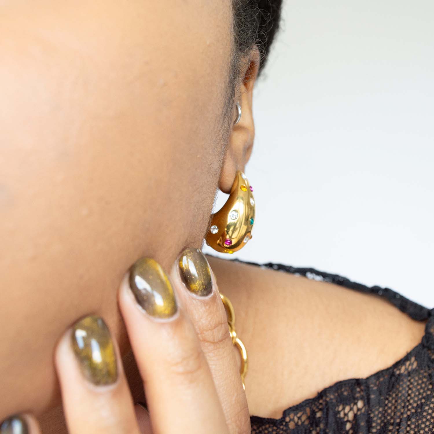 Teja Silver Gemstone Pear Drop Earrings