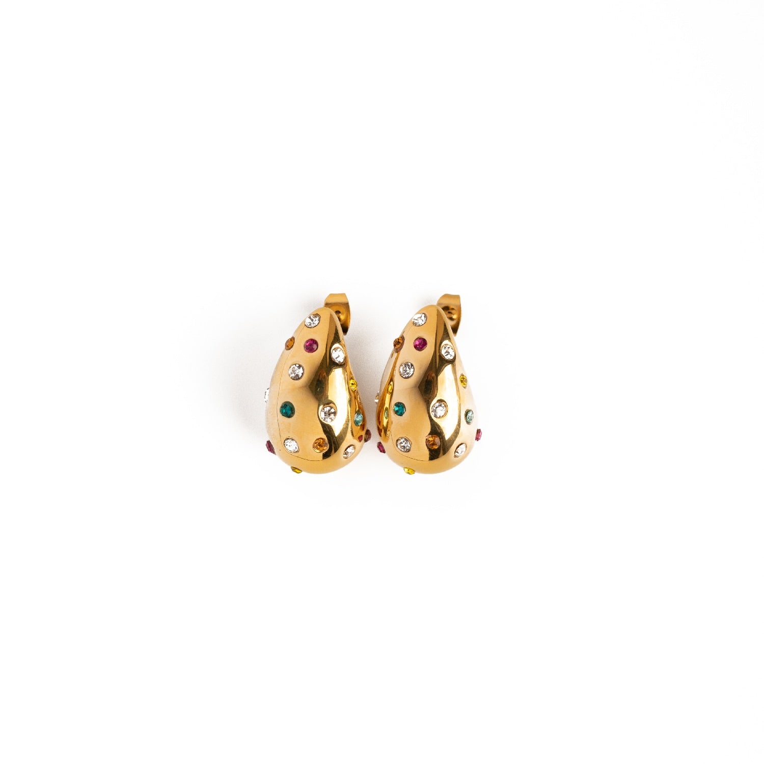 Teja Gold Pear Drop Multicoloured Earrings