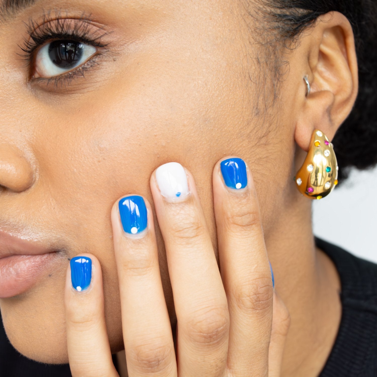 Teja Gold Pear Drop Multicoloured Earrings