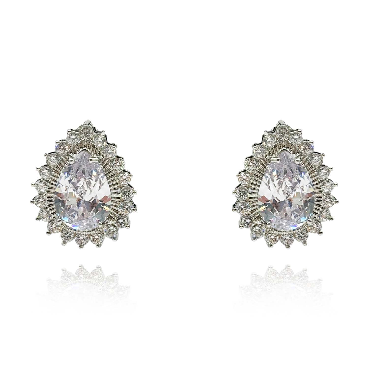 Pear Shape Cubic Zirconium Clip On Earrings