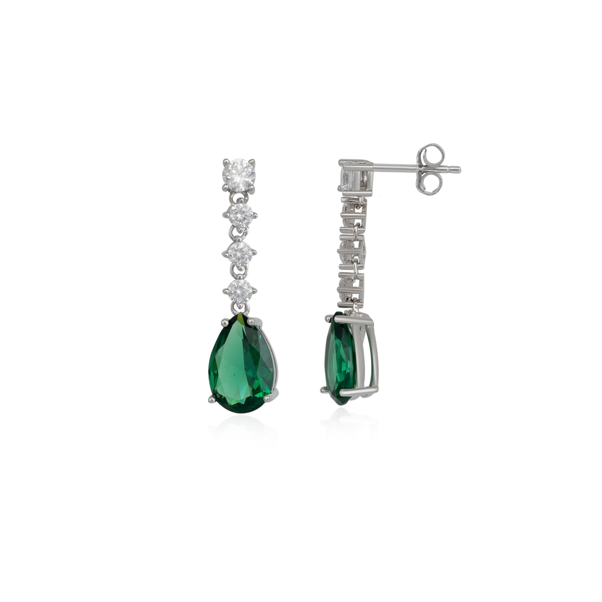 Pear Green Sterling Silver Drop Earrings