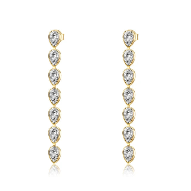 Pear Shaped Duster Gold Earrings