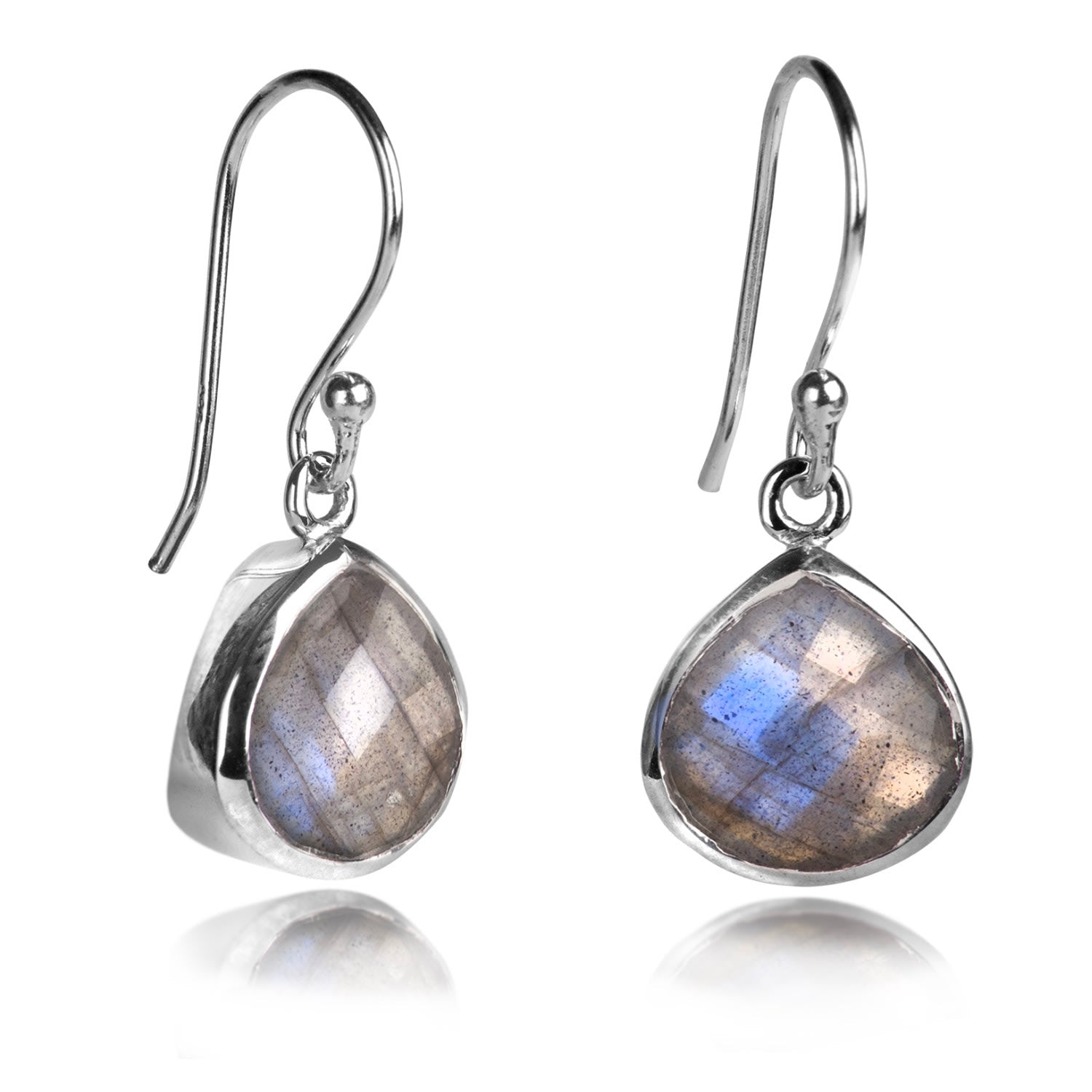 Pear-Shaped Labradorite Earrings In Sterling Silver