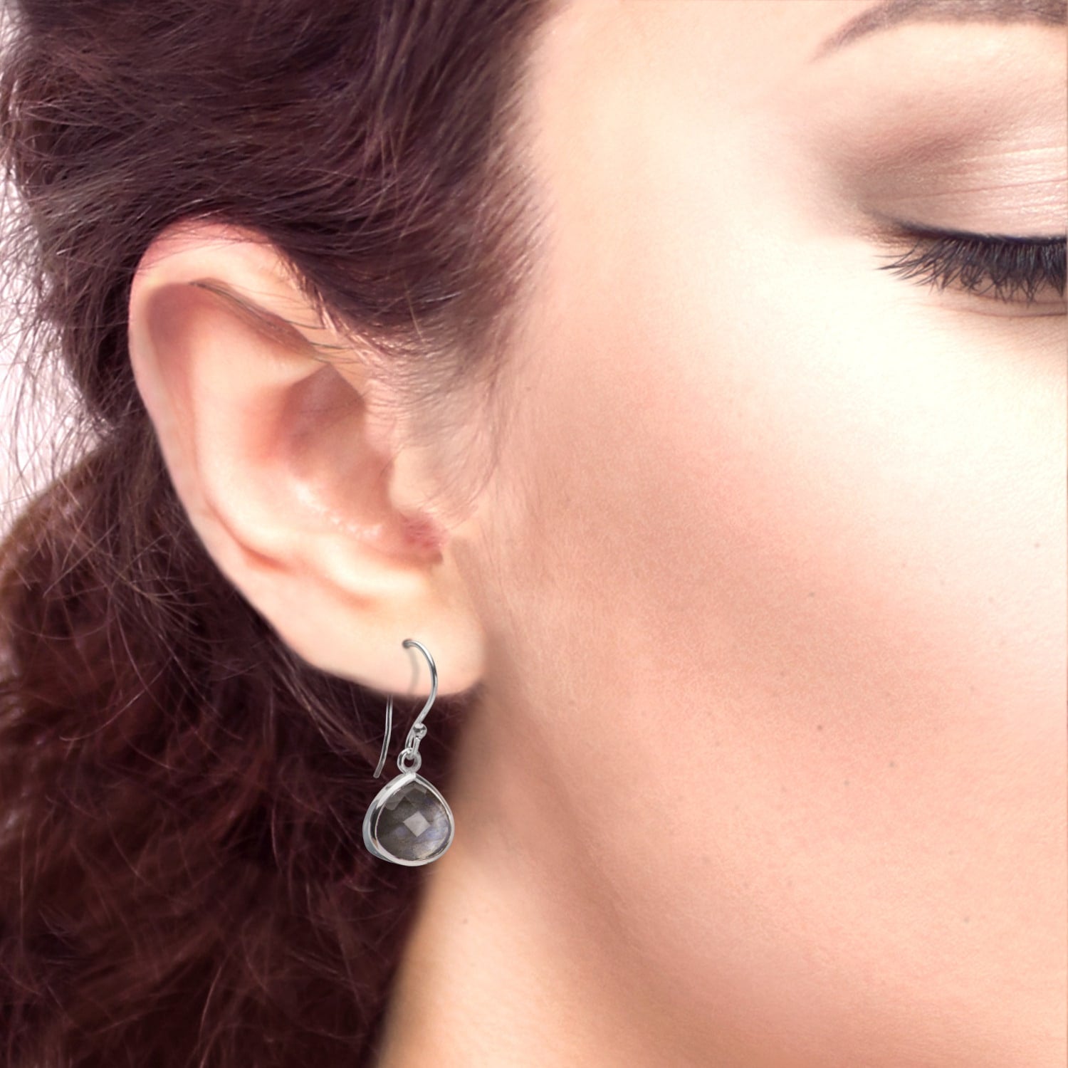 Pear-Shaped Labradorite Earrings In Sterling Silver