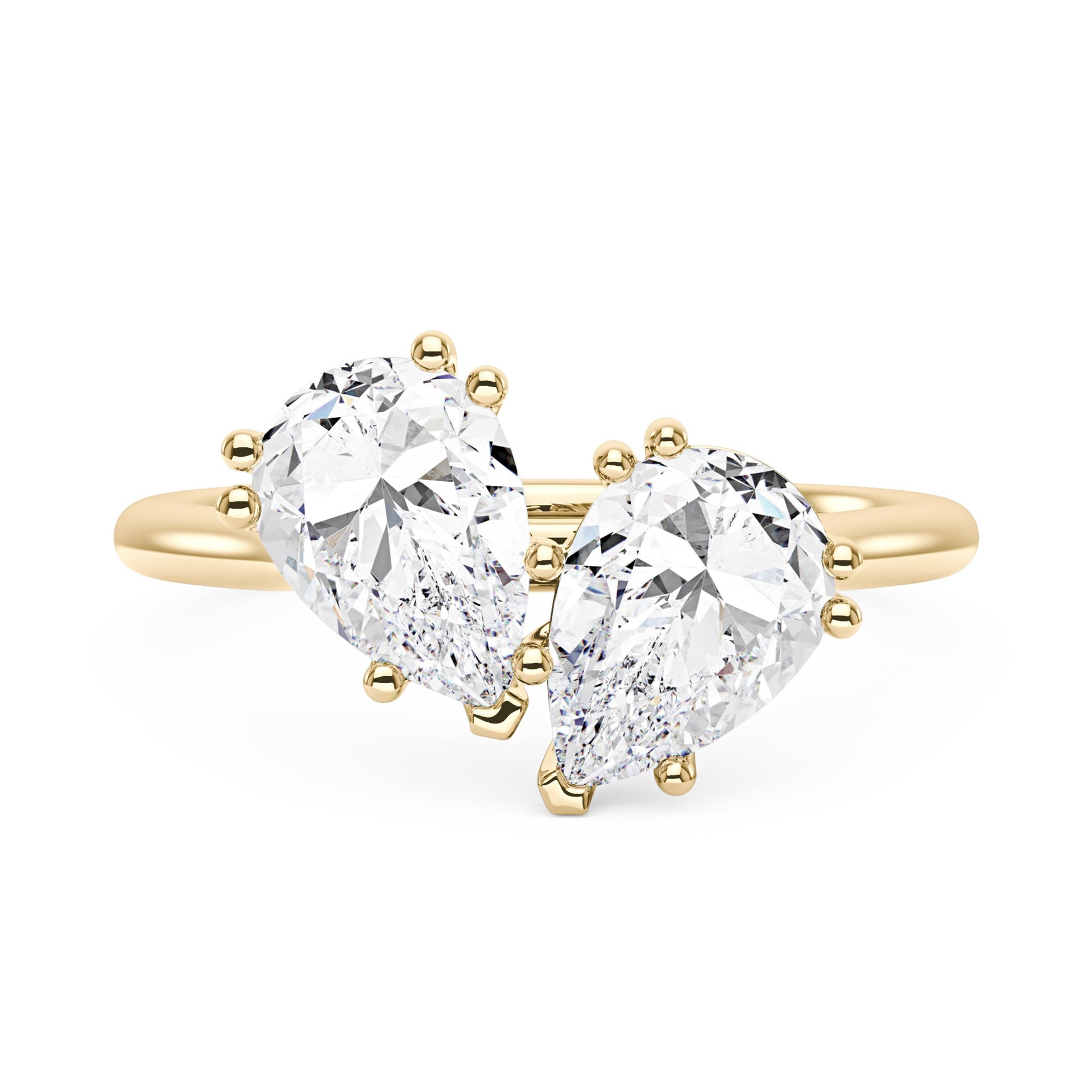 4 Carat Pear Shaped Moissanite Toi et Moi Ring