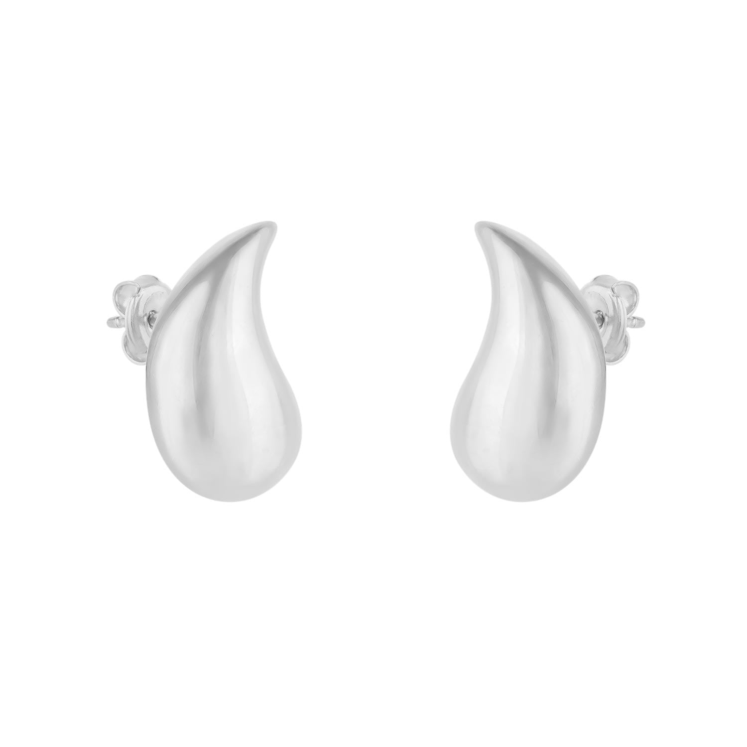 Pear Teardrop Earrings In Sterling Silver - Silver