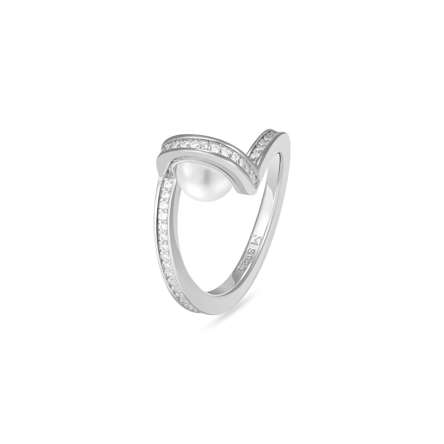 Pearl And Arc Ring - Silver