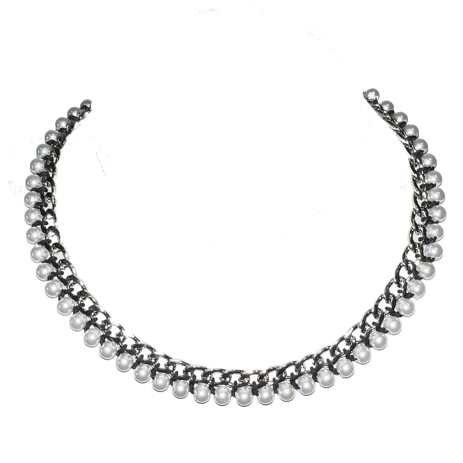 Pearl And Cord Wrapped Statement Chain Necklace