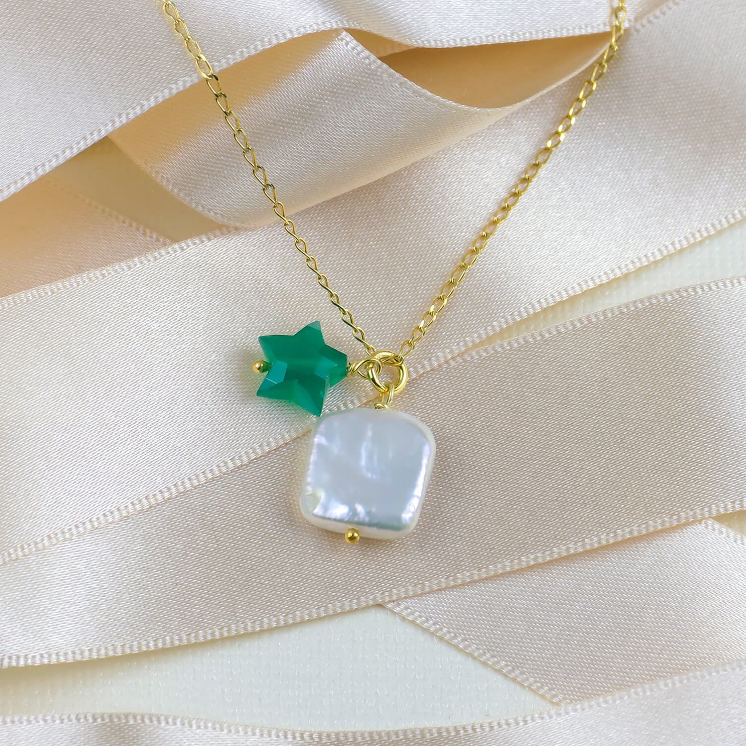 Pearl And Green Onyx Necklace