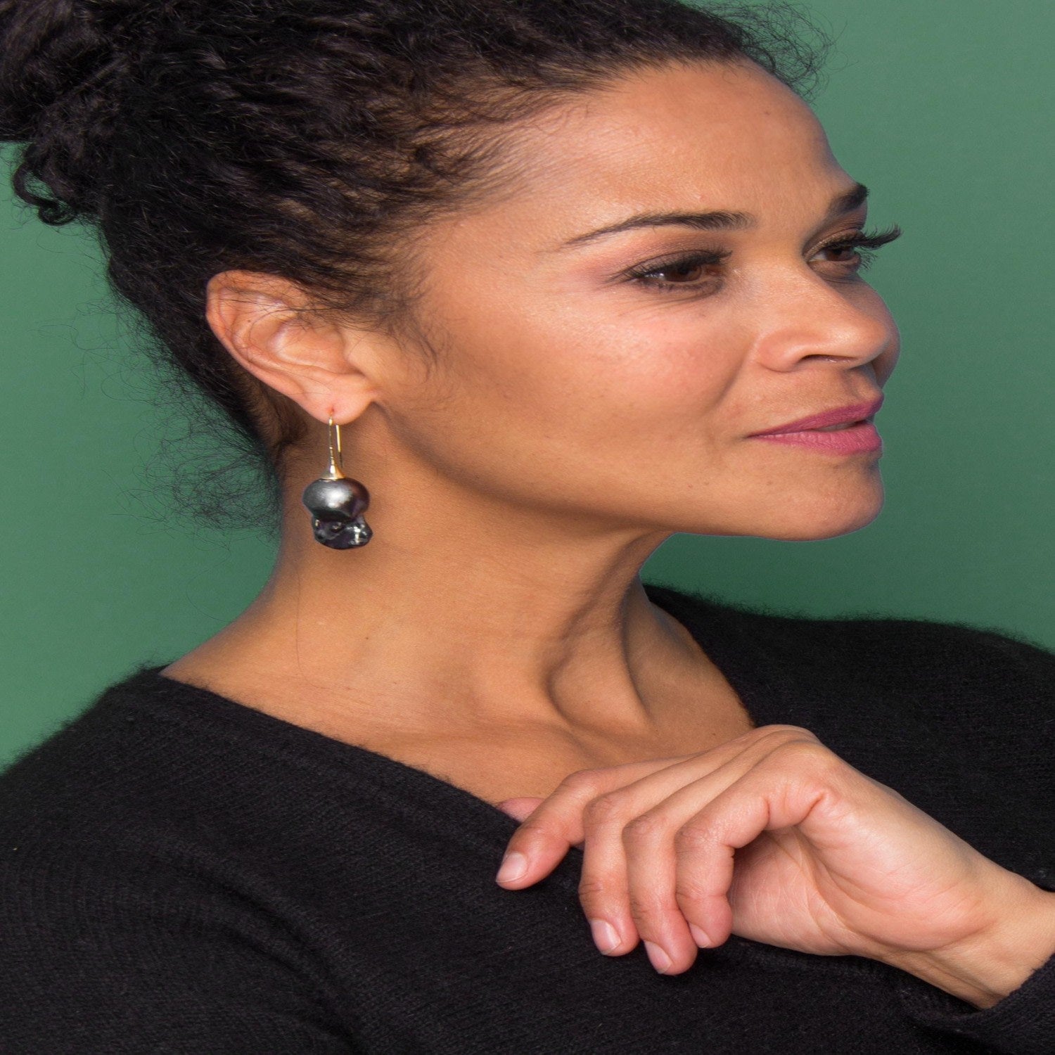 Pearl Baroque Drop Gray Earrings