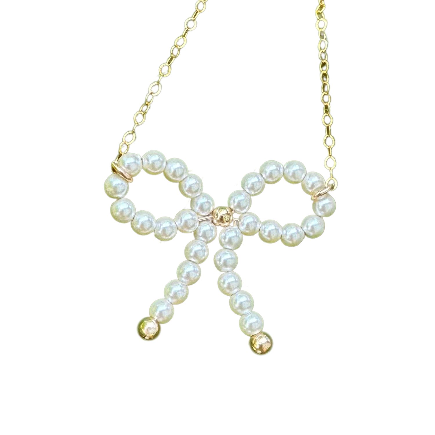 Pearl Bow Charm Necklace
