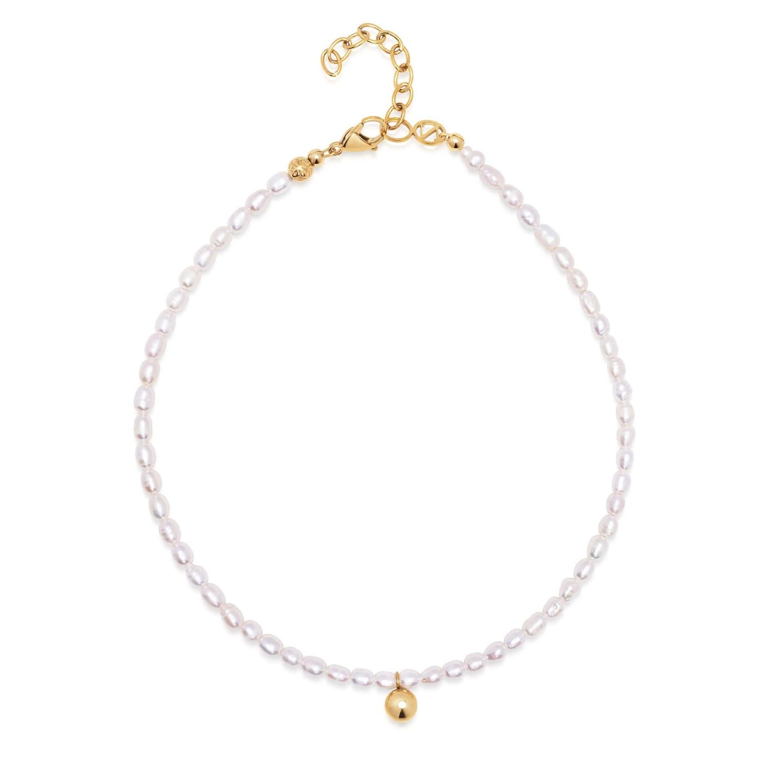 Pearl Choker With Gold Sphere Pendant