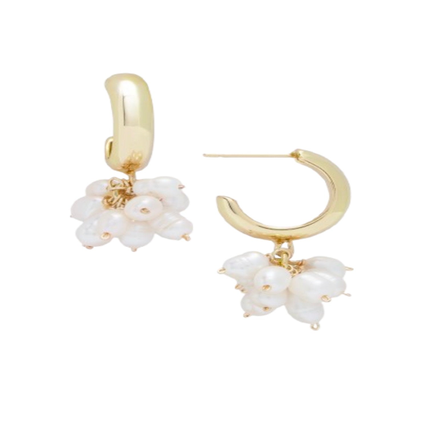 Pearl Cluster Hoop Earrings