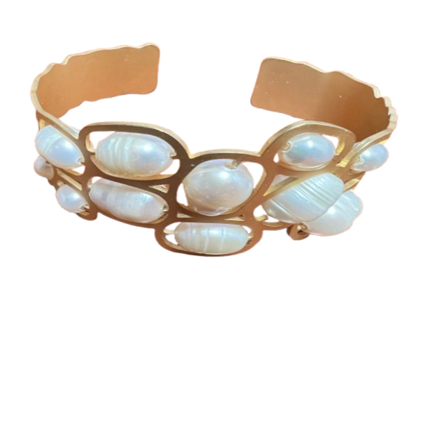 Pearl Cut Out Waved Cuff Bracelet