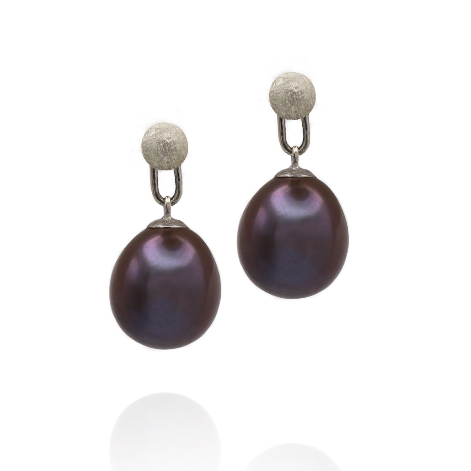 Pearl Drop Detachable White Gold Earrings In Peacock Colouring