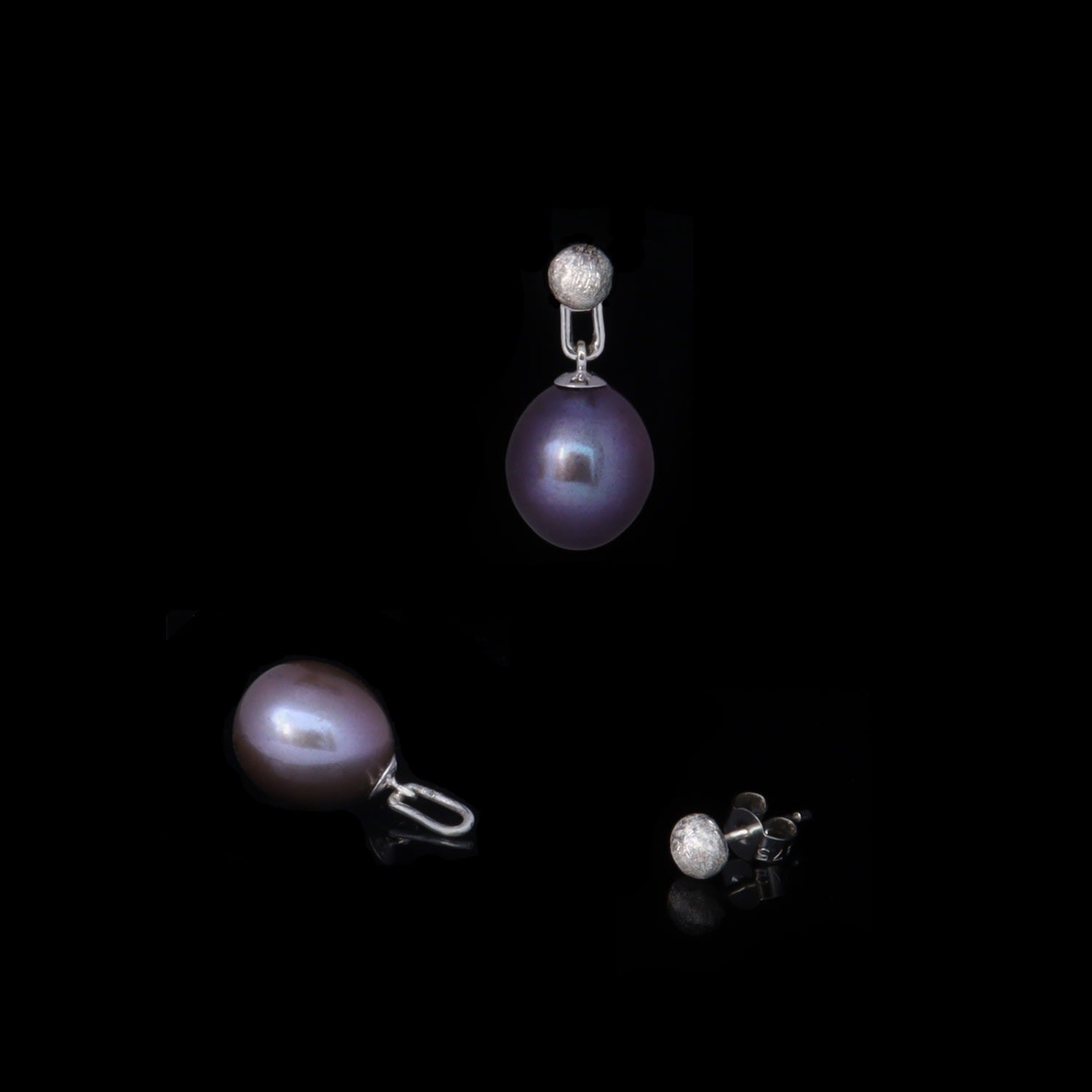 Pearl Drop Detachable White Gold Earrings In Peacock Colouring