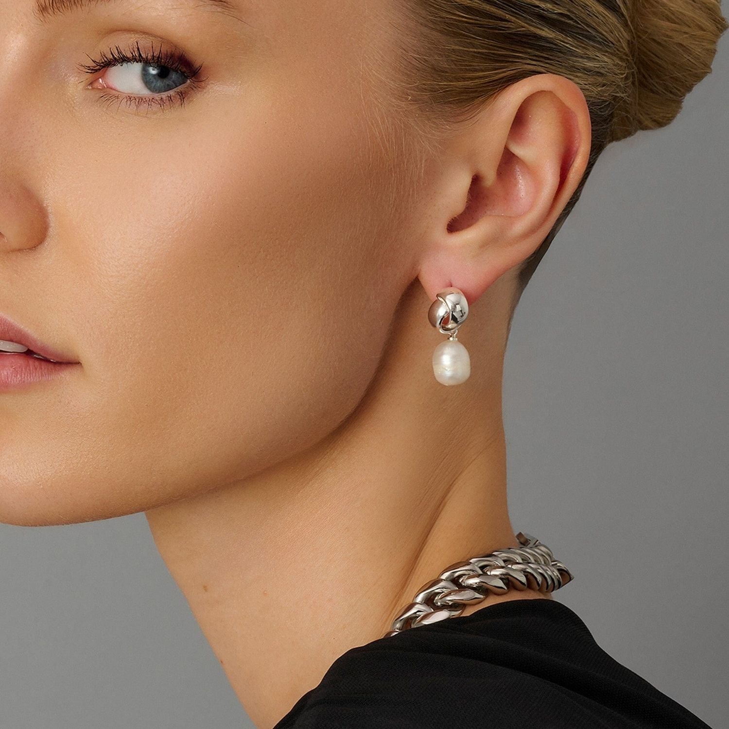 Pearl Drop Earrings In Silver