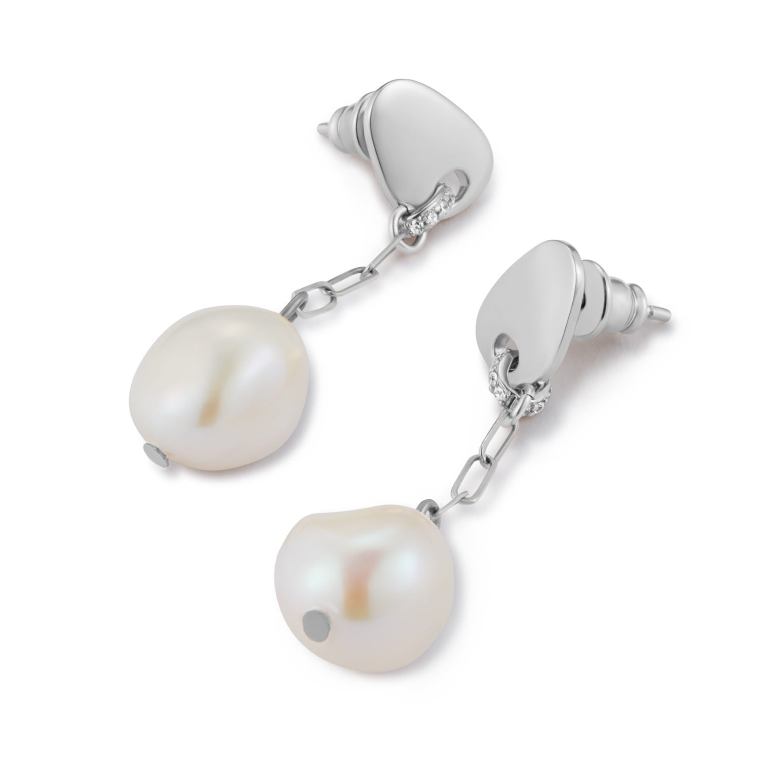 Pearl Drop Earrings - Silver