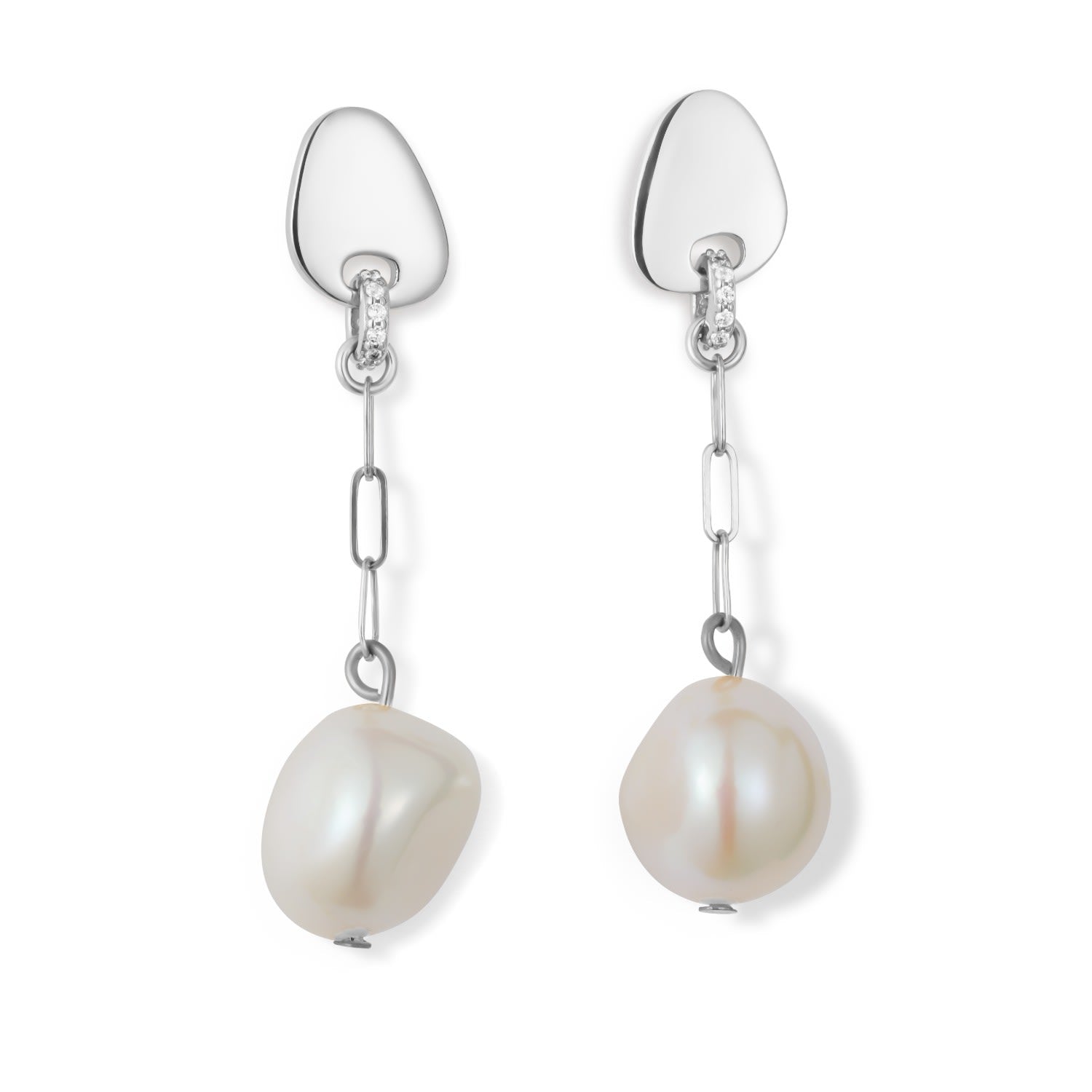 Pearl Drop Earrings - Silver
