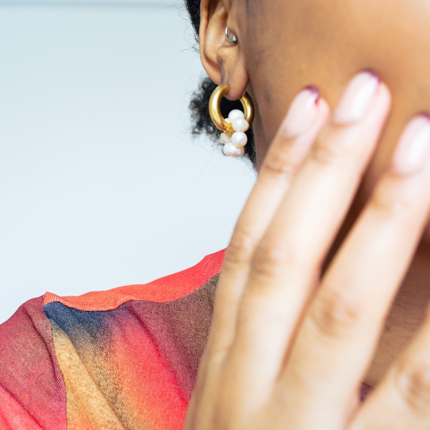 Pearl Drop Hoop Earrings