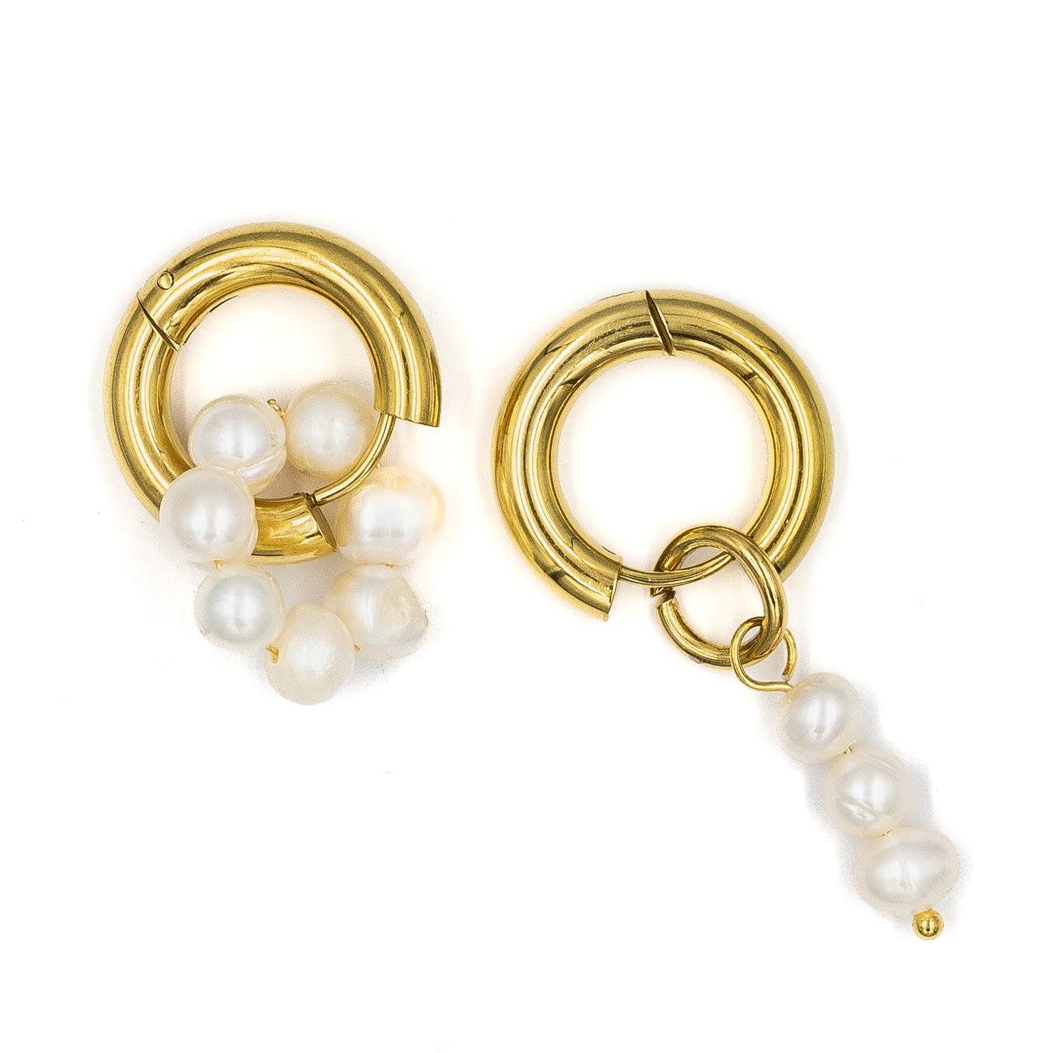 Pearl Drop Hoop Earrings