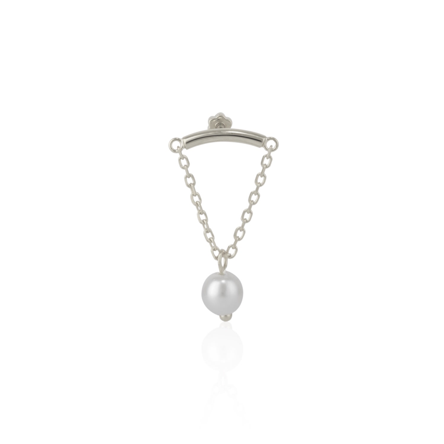Pearl Drop Sterling Silver Piercing - Silver