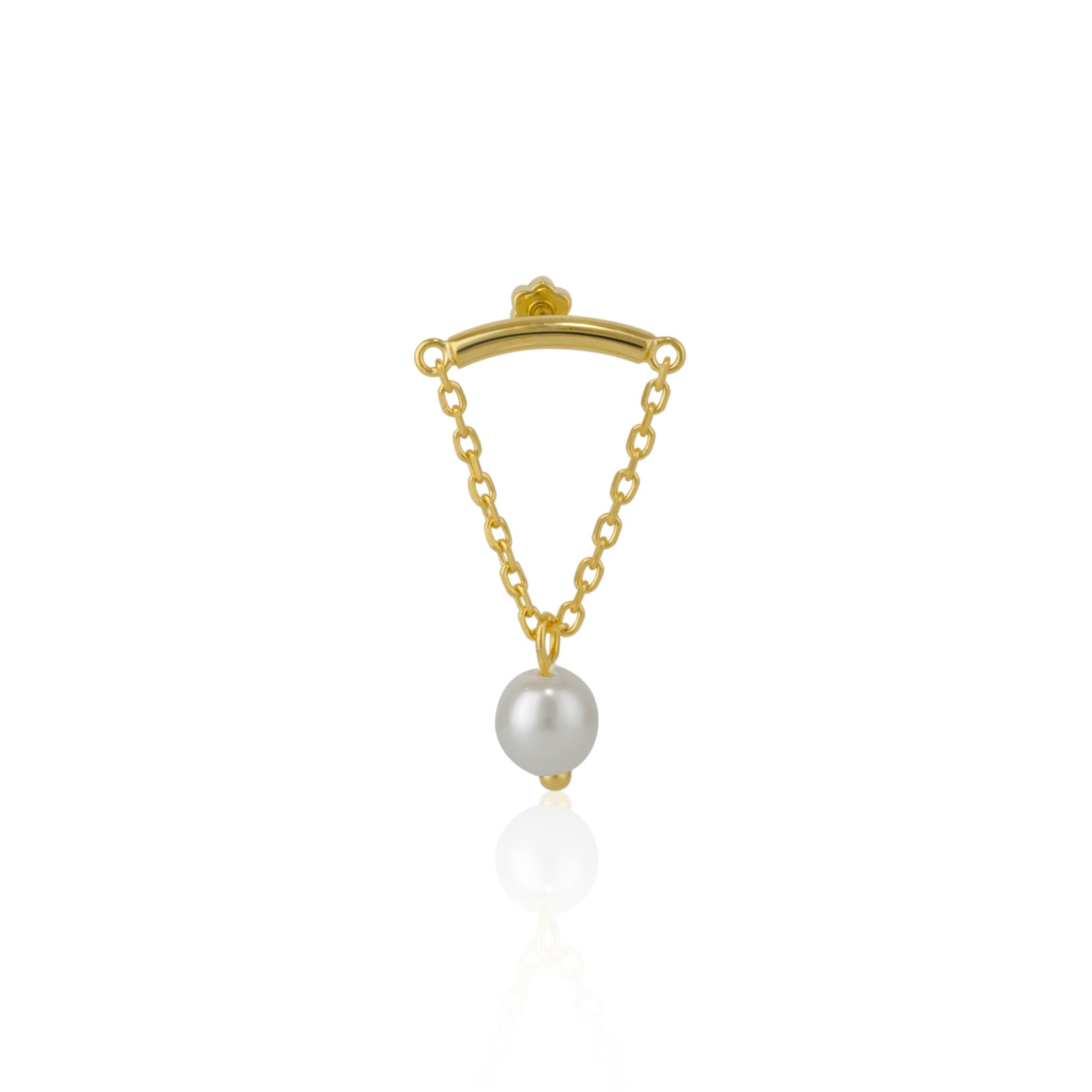 Pearl Drop Sterling Silver Piercing - Gold