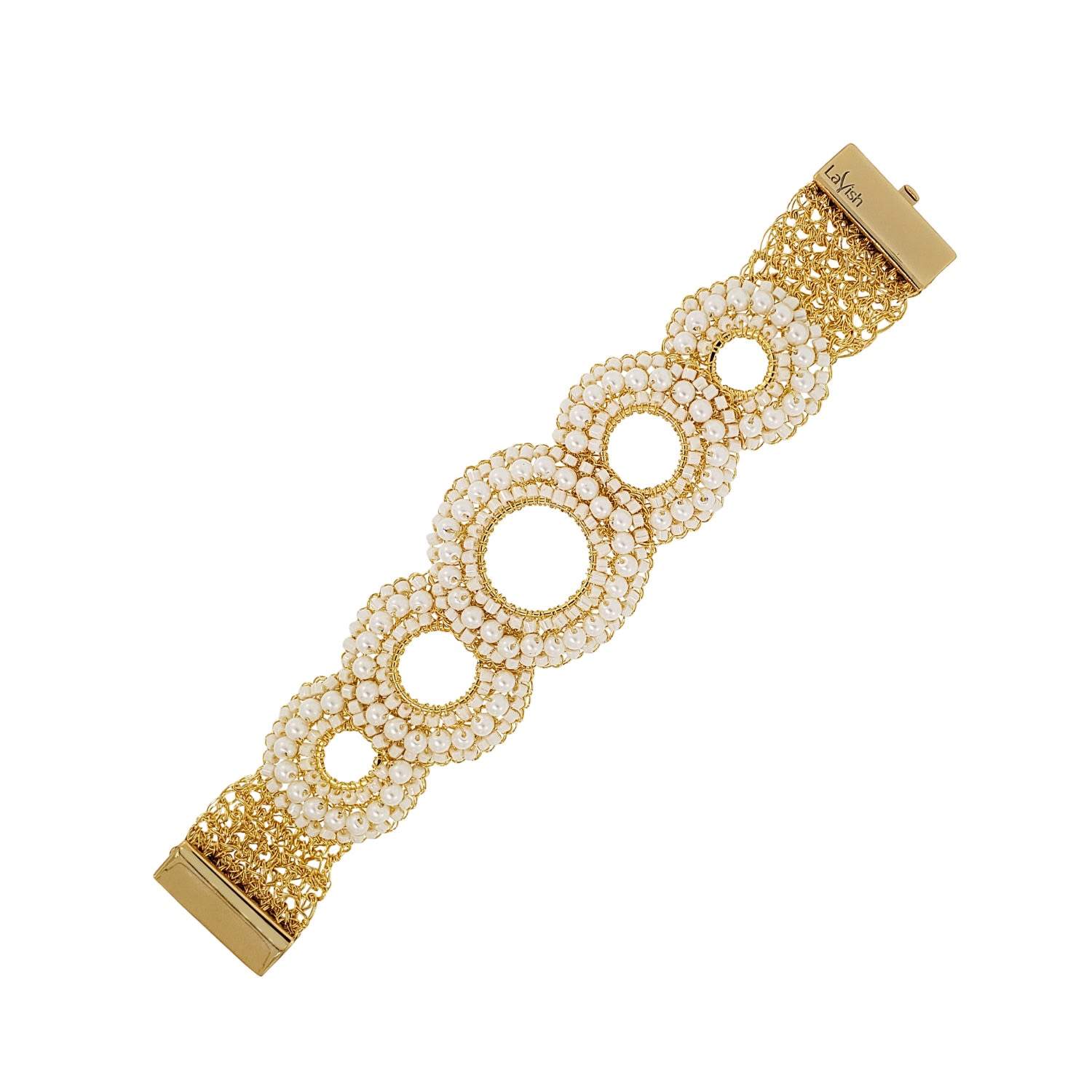 Pearl & Gold Gush Handmade Crochet Bracelet