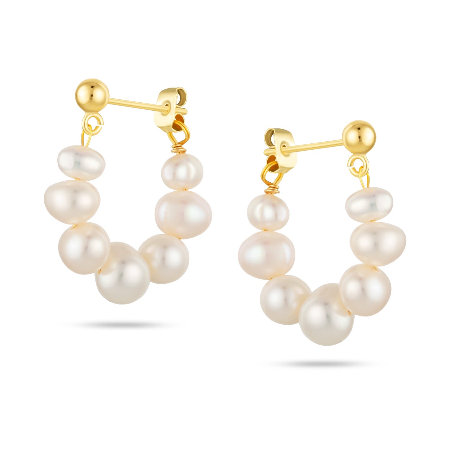 Pearl Link Hoop Earrings - Laguna