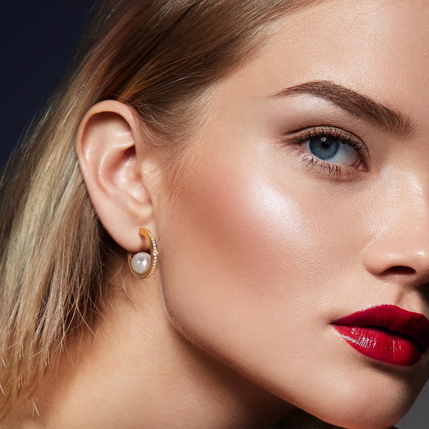 Pearl Open Hoop Earrings - Silver, Eight Millimeter Pearl