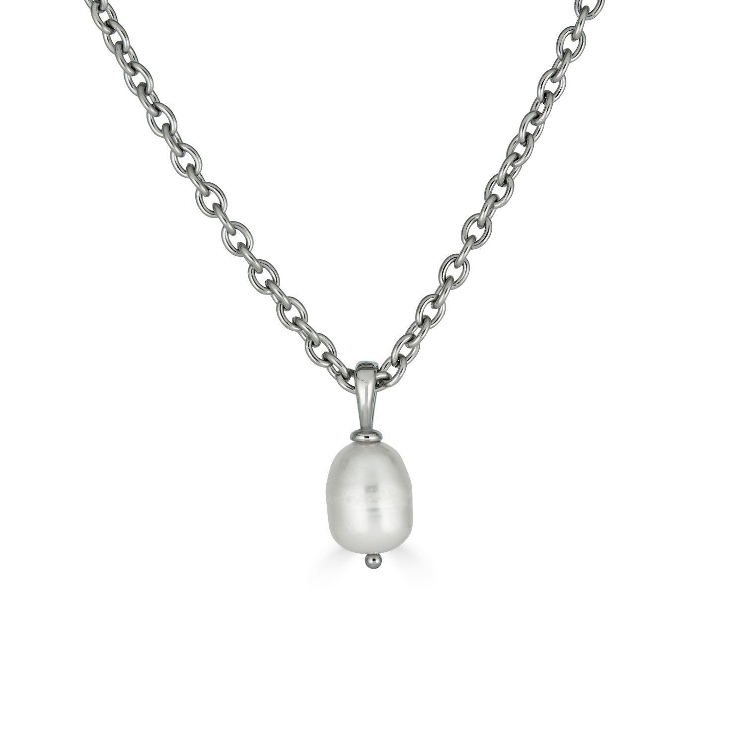 Pearl Pendant Necklace In Silver