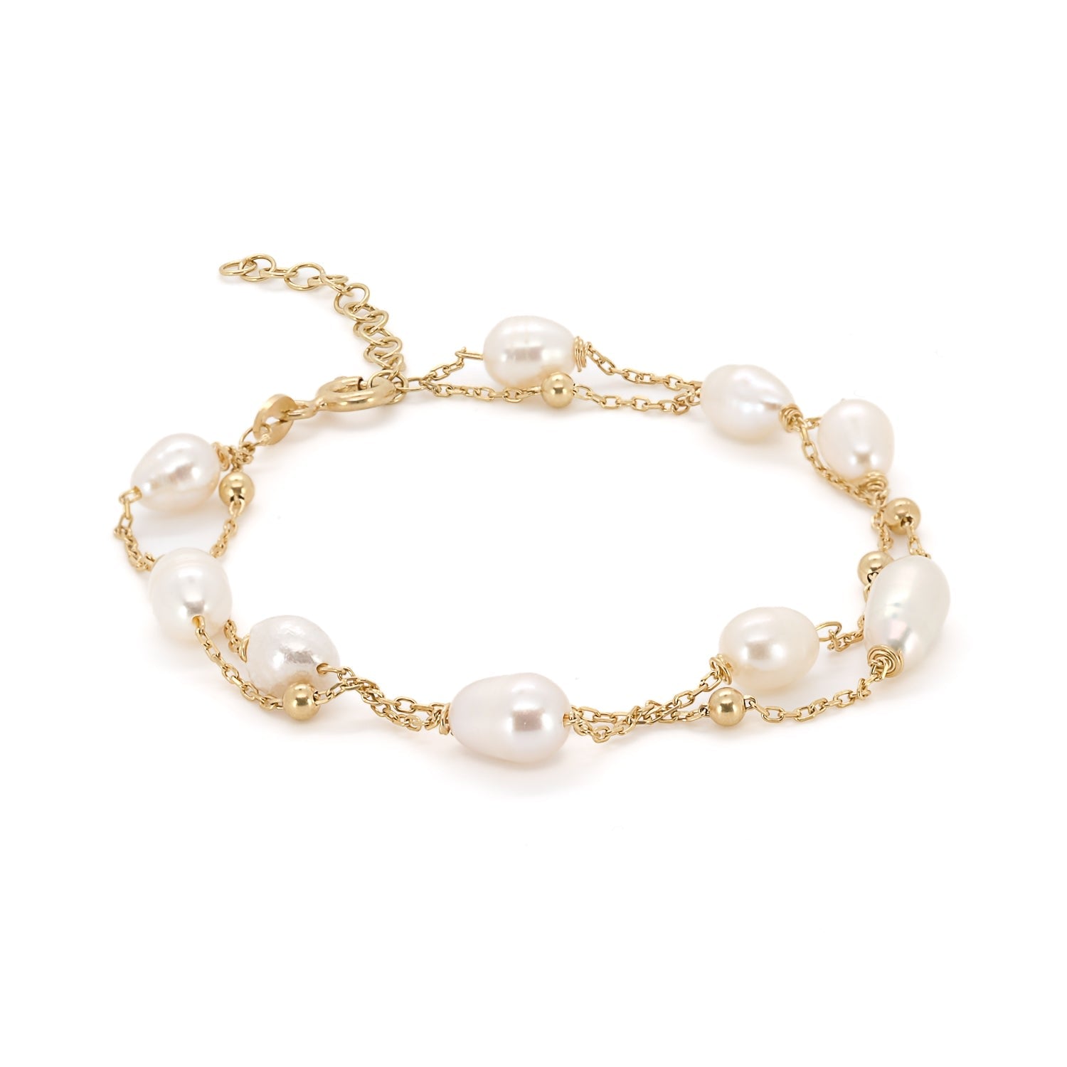 Pearl Stone Gold Chain Dainty Bracelet - Gold