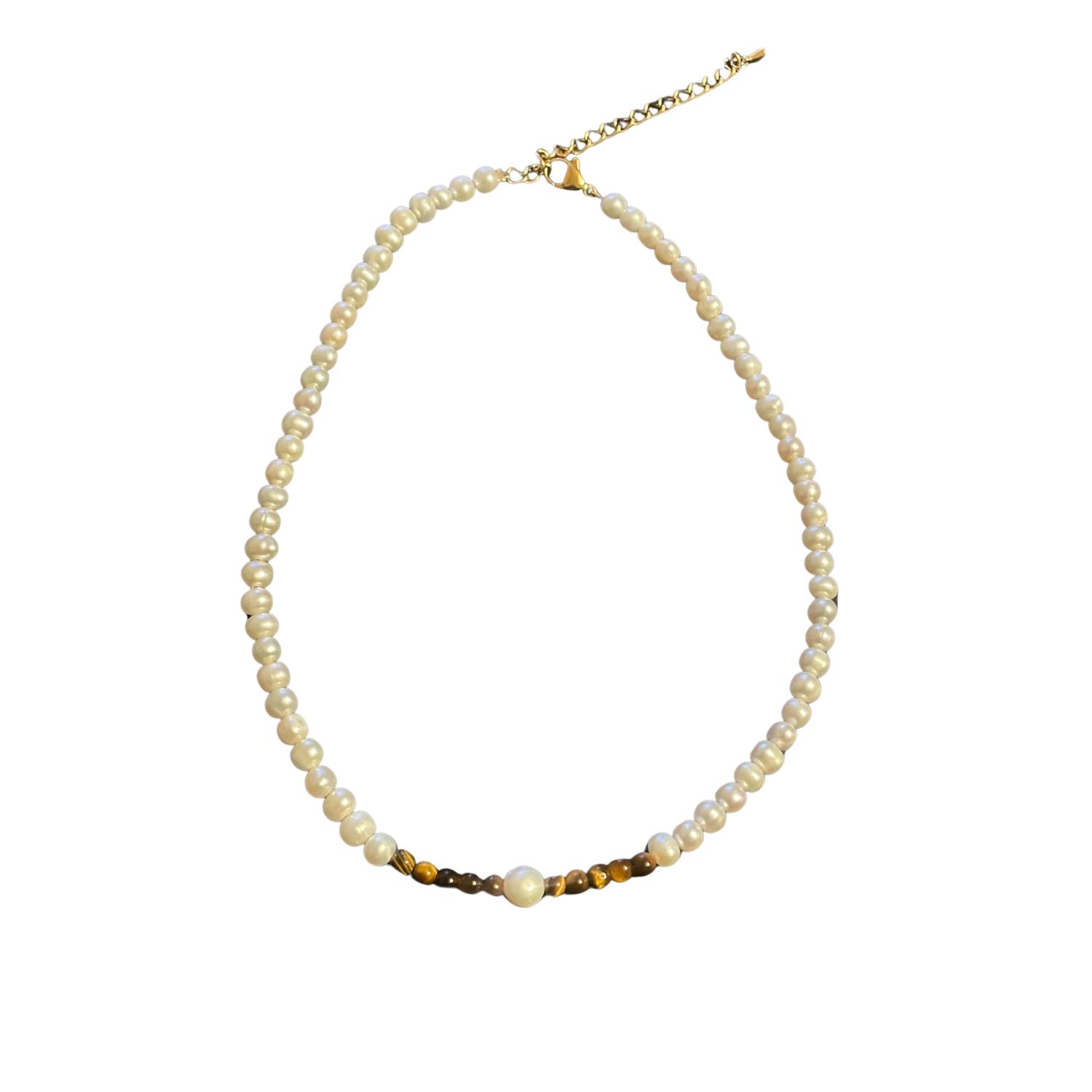 Pearl & Tigers Eye Necklace