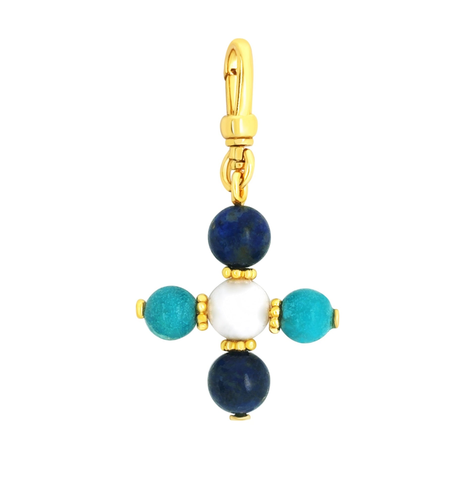 Pearl, Turquoise & Lapis Cross