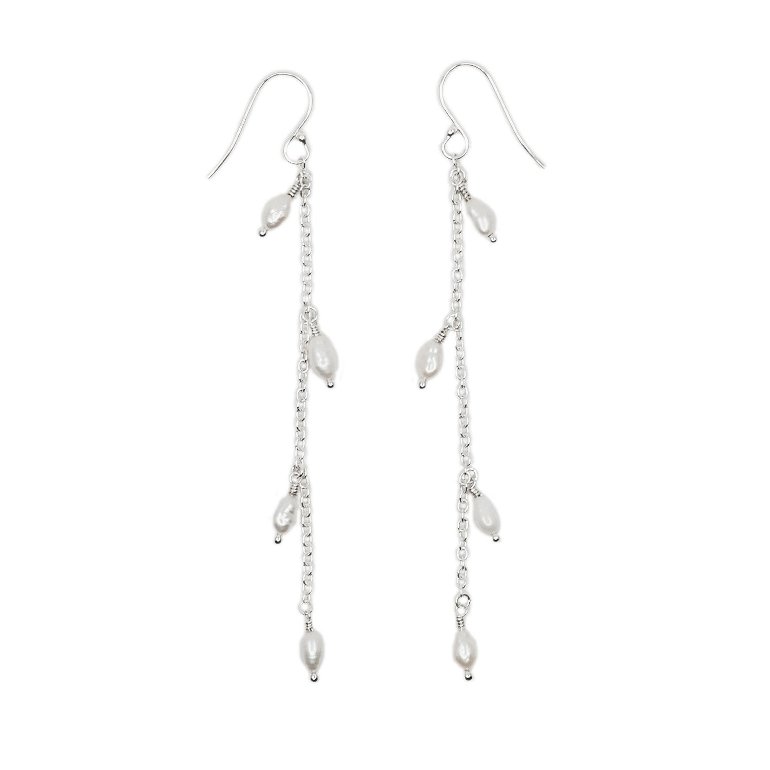 Pearl Vine Droplet Earrings – Sterling Silver