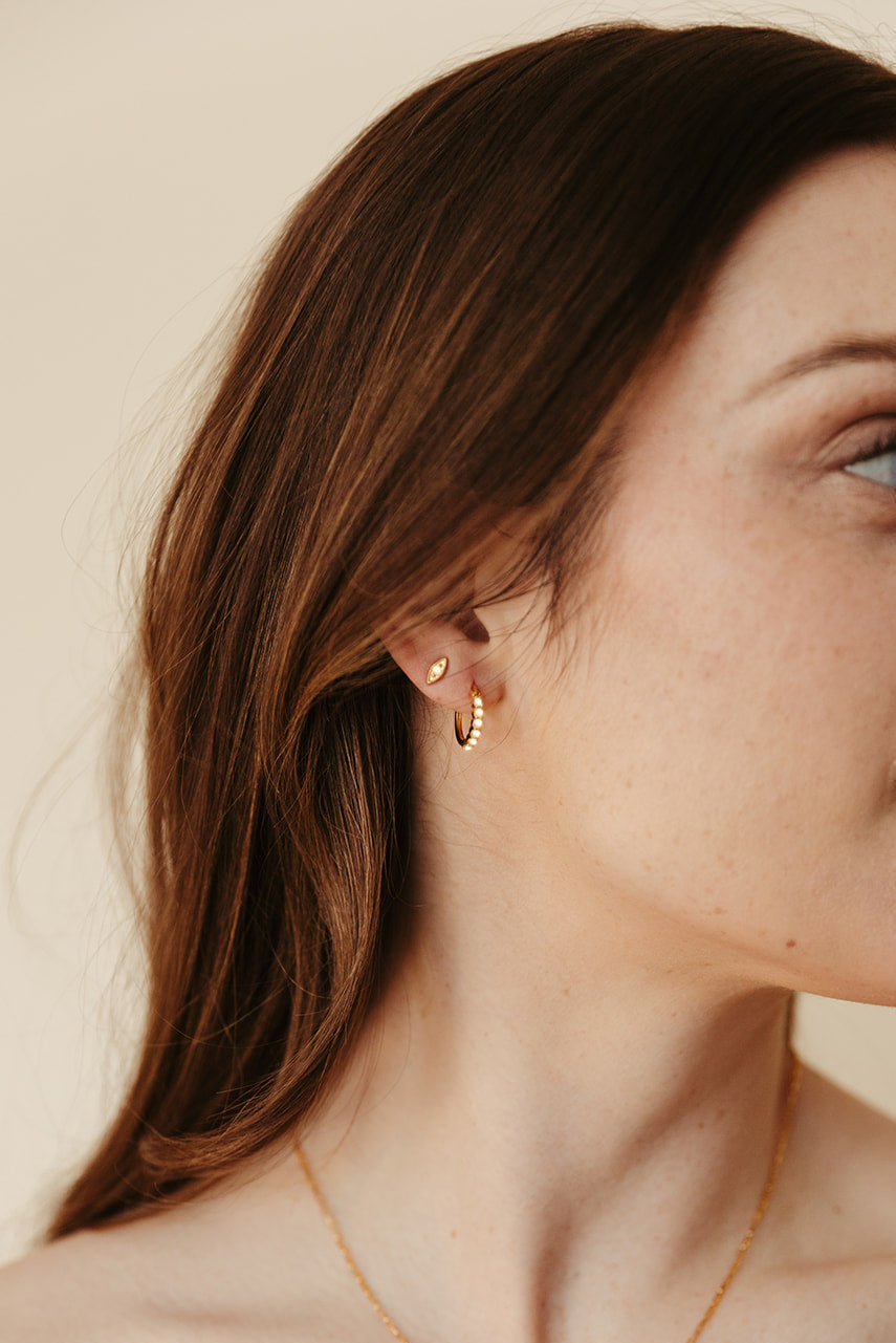 Evil Eye Stud Earrings - Pearl