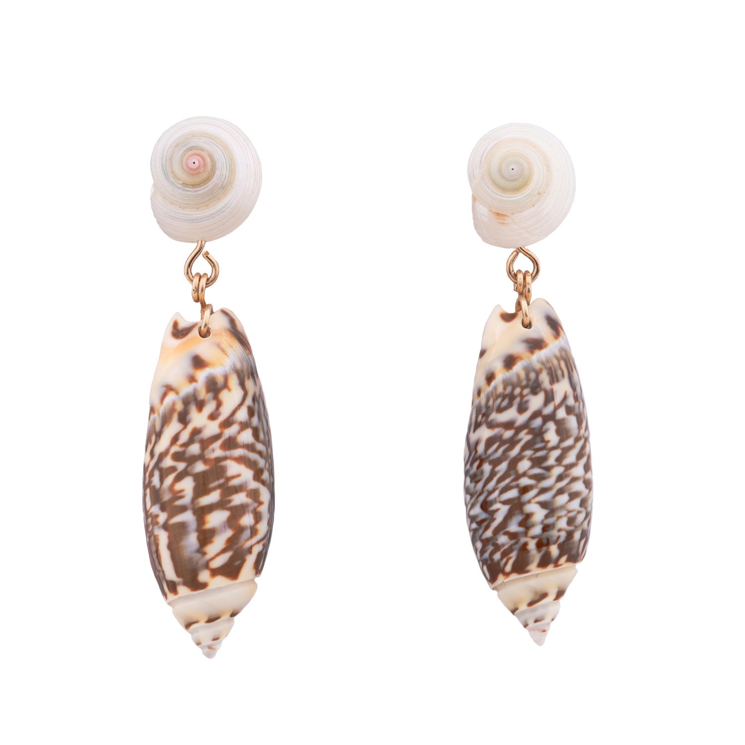 Pearlescent Seashells Shells Summer Earrings Gold Studs