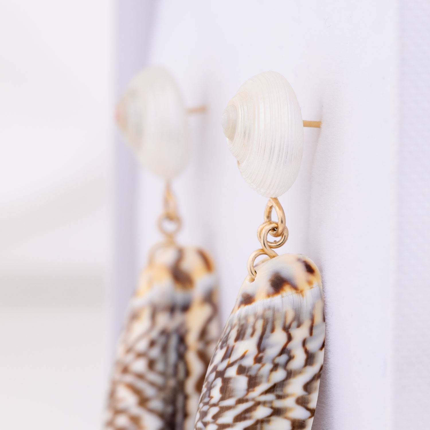 Pearlescent Seashells Shells Summer Earrings Gold Studs