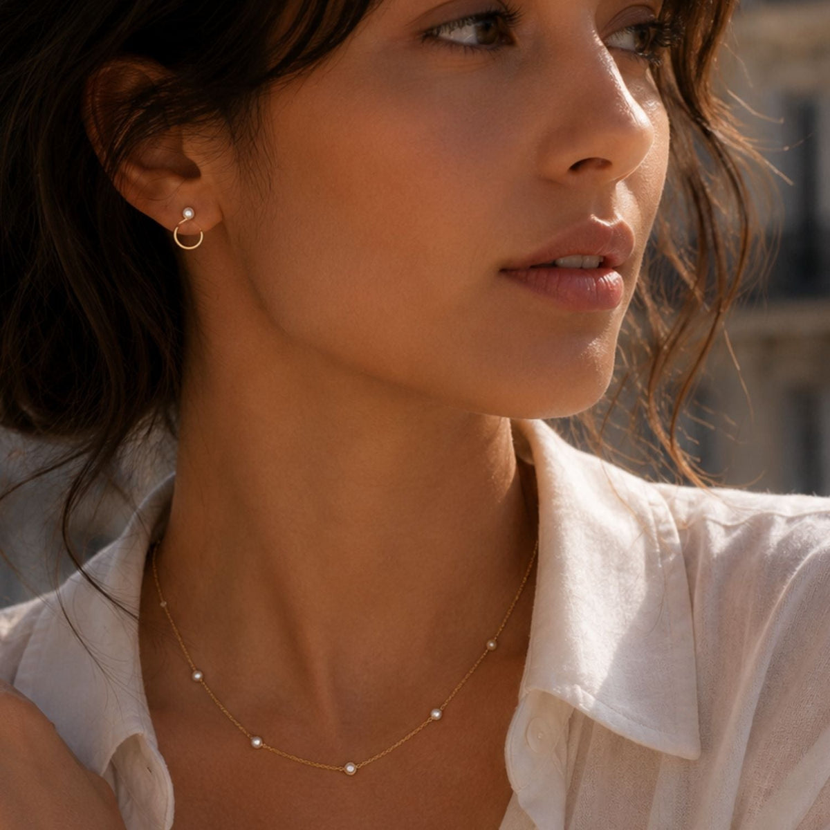 Aurora Large Pearl Station Necklace