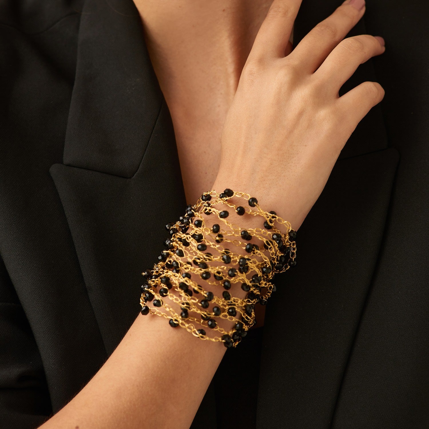 Black & Gold Multi Strings Handmade Bracelet