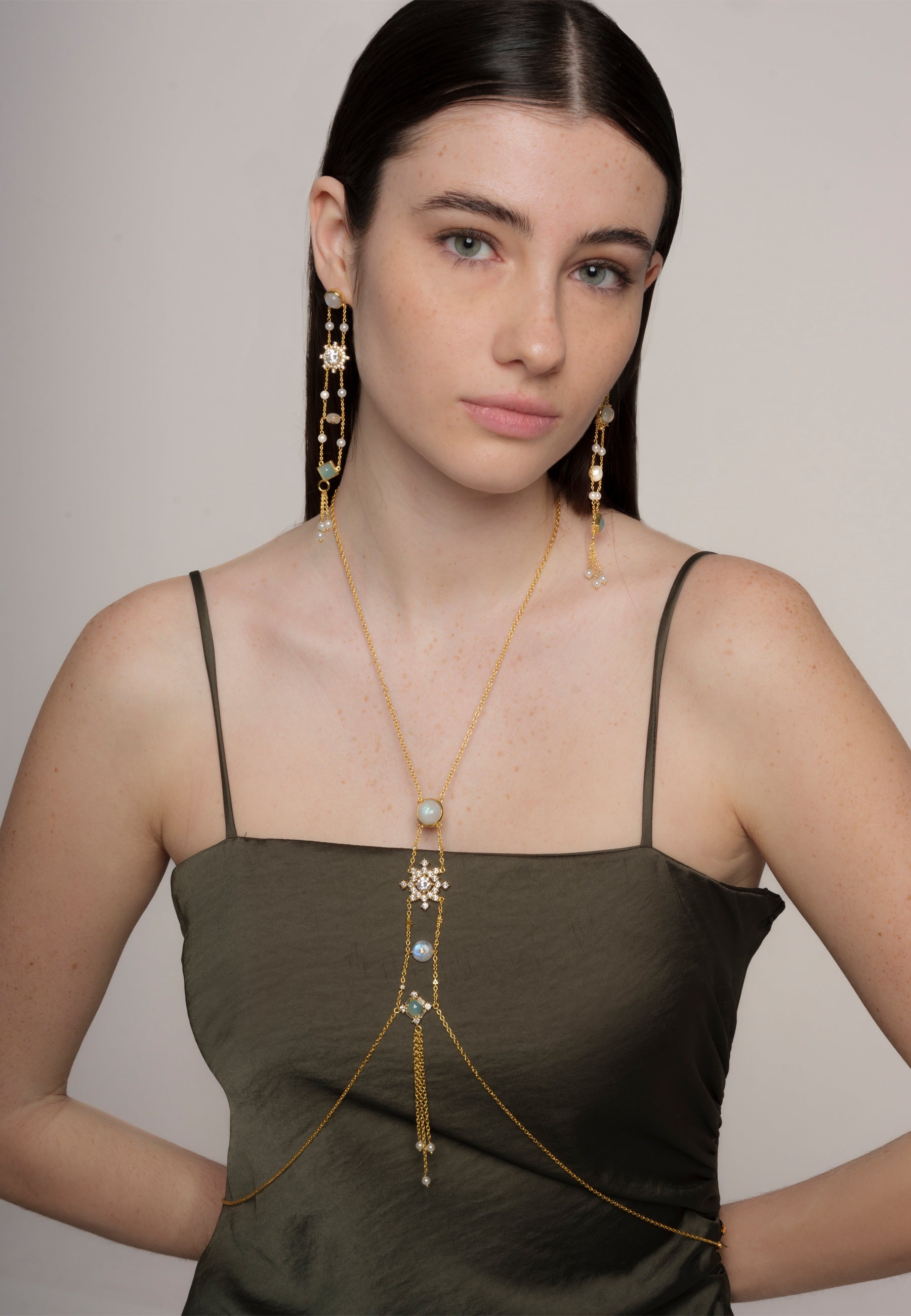 Galatea White Moonstone Body Chain