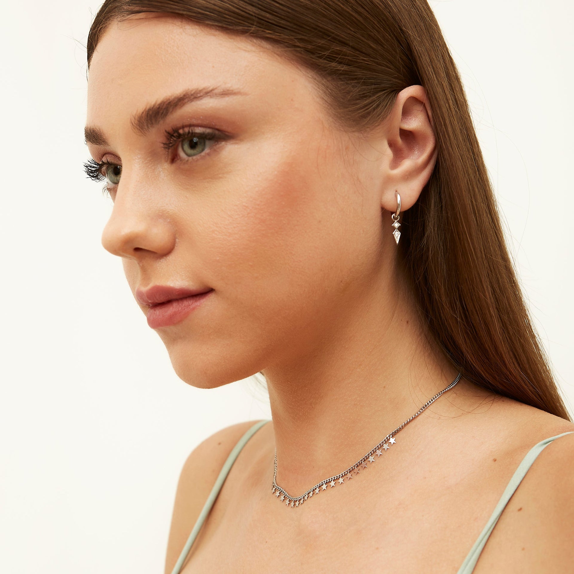 Sterling Silver Rhombus Drop Earring - Gold