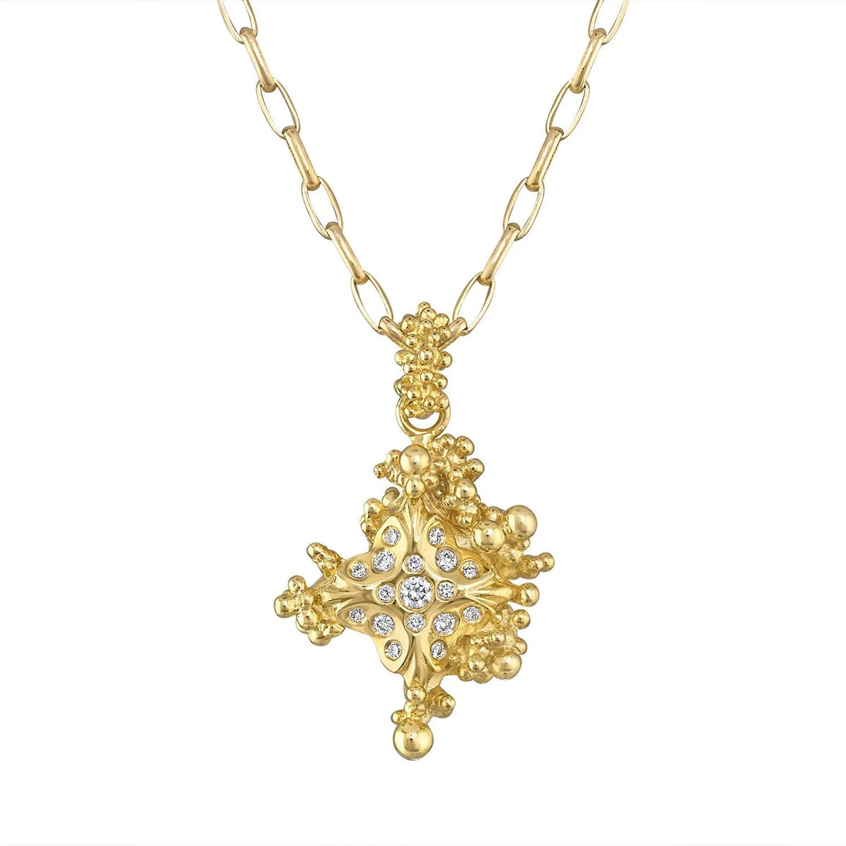 Zillion Sculptural 18K Gold Pendant Necklace with Diamonds