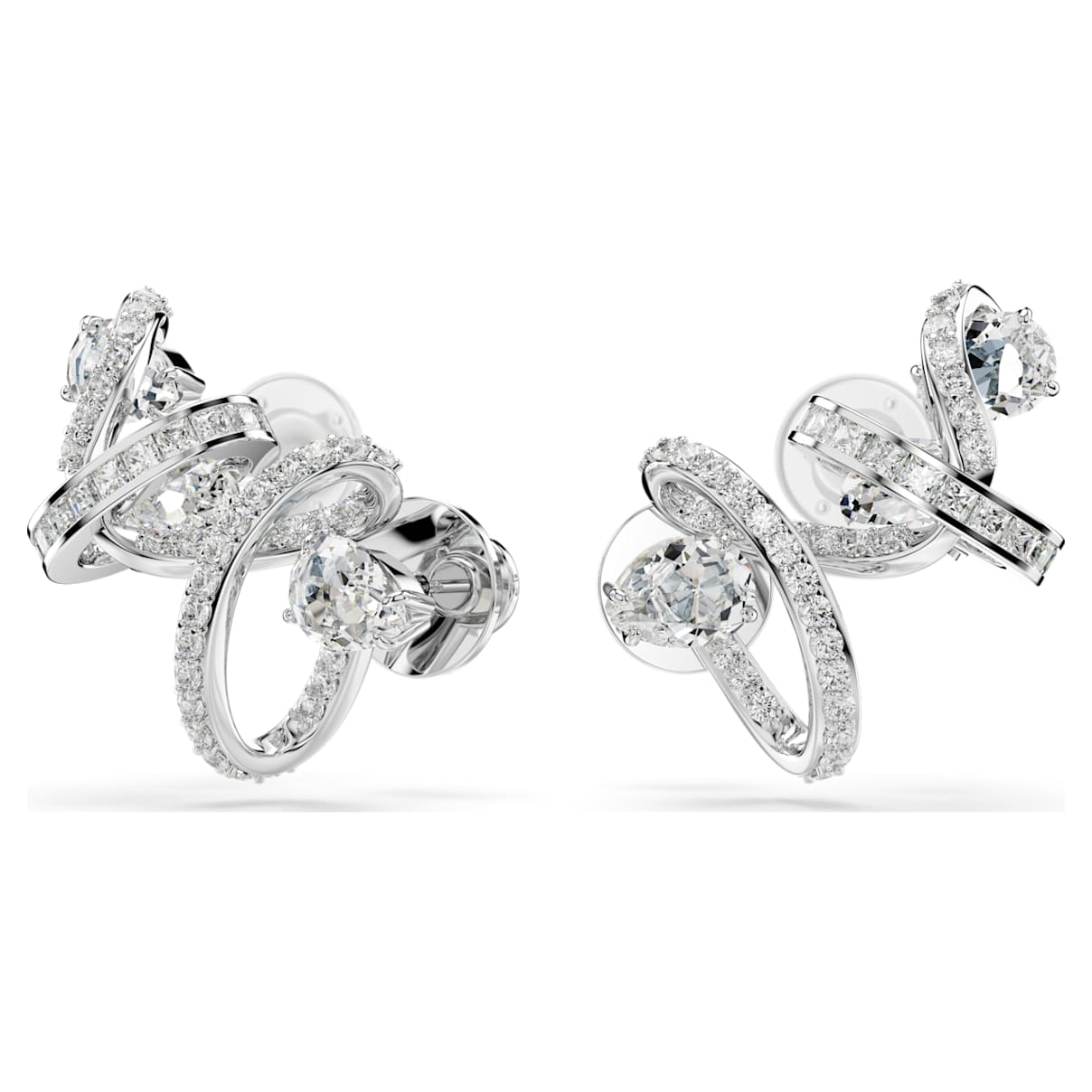 HYPERBOLA EAR CUFF MIXED CUTS WHITE RHODIUM PLATED