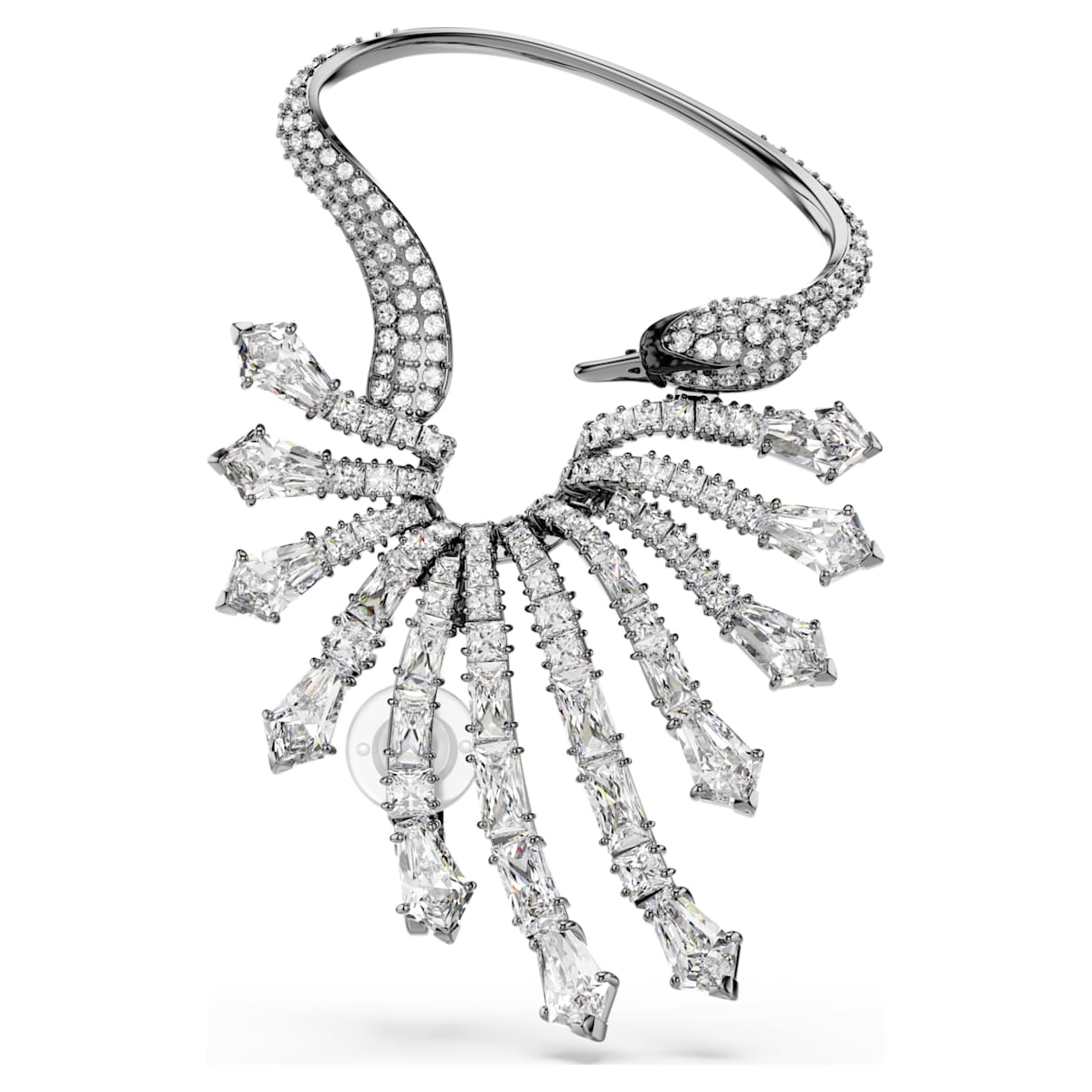 THE VIENNA COLLECTION EAR CUFF SWAN WHITE RUTHENIUM PLATED