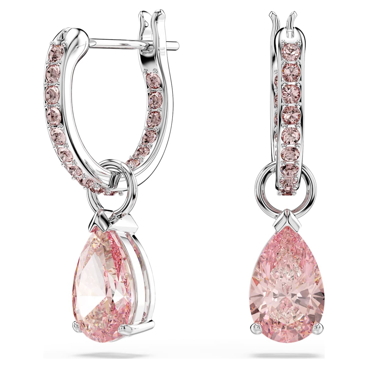 ATTRACT DROP EARRINGS PEAR CUT PINK RHODIUM PLATED